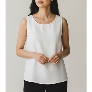 Vintage Linen White Made In Australia Tank Sleeveless Boxy Linen Top Large